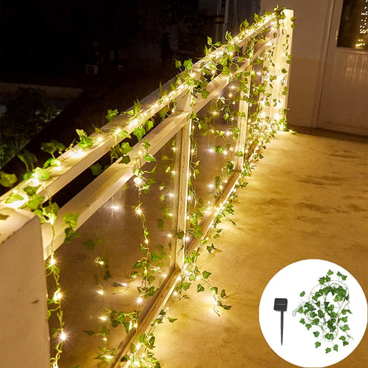 Enchanted Garden Solar Ivy: Versatile Waterproof Fairy Lights with Leaf Accents for All Seasons