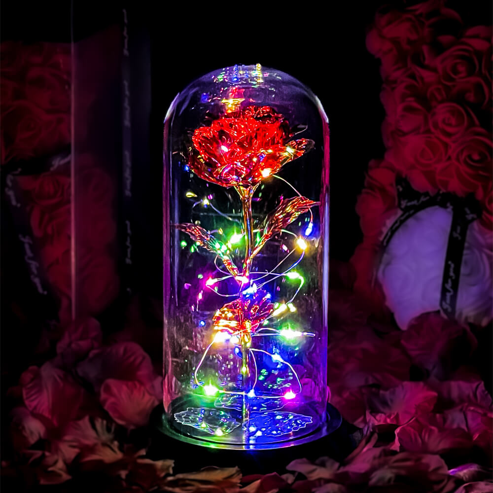 Enchanted Rose in Glass Dome - Burgundy - The Forever Rose